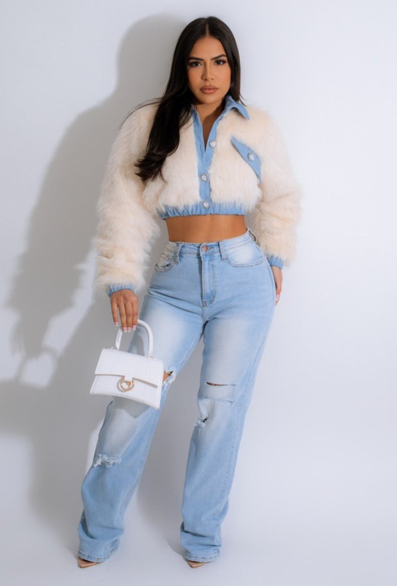 Austri fur denim jacket