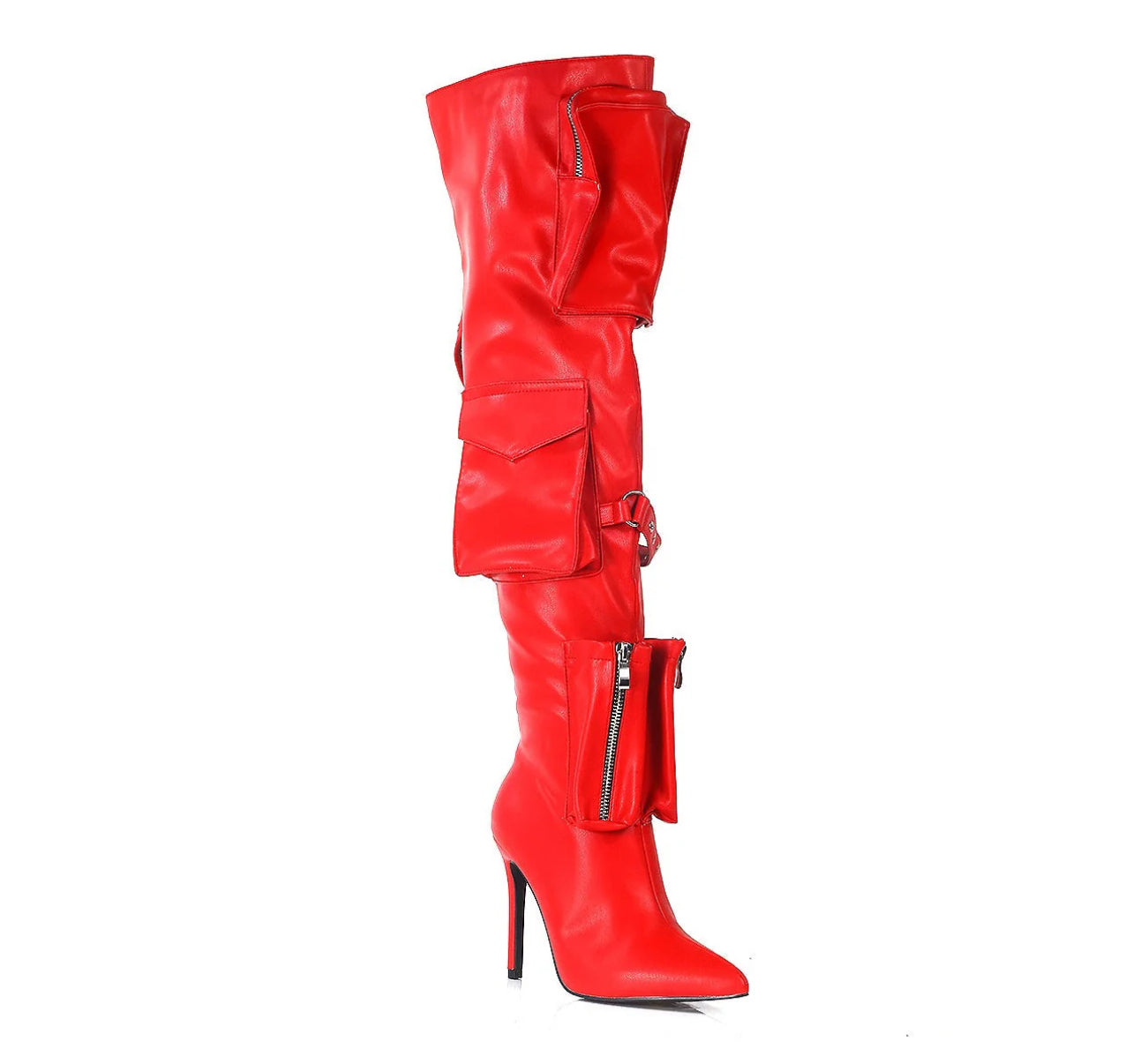 Gajactor pocket thigh-high boots