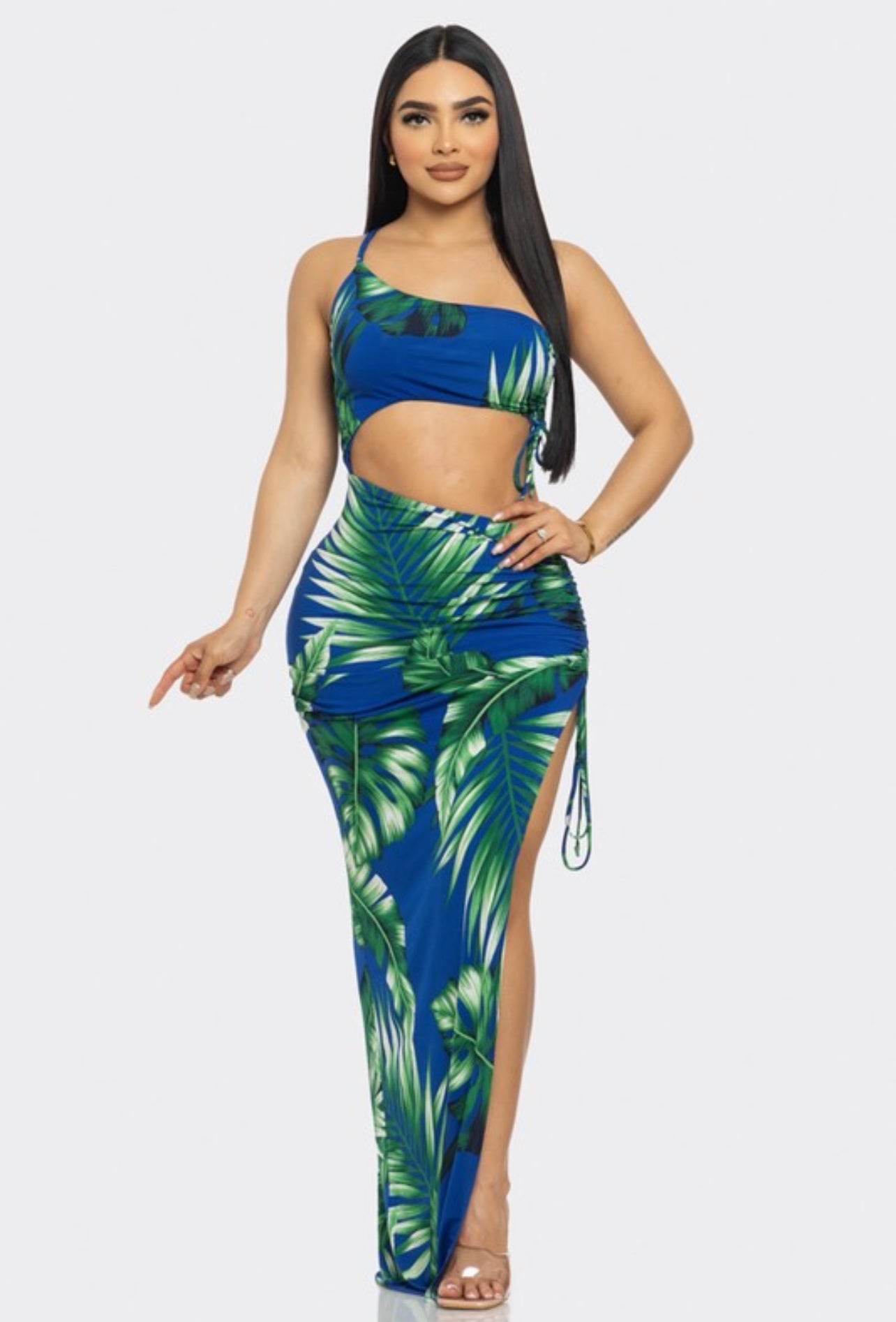 Tahiti leaf maxi dress