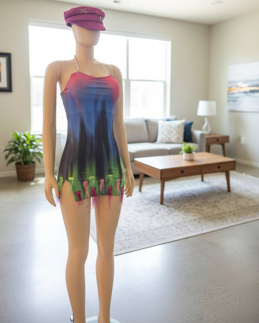 Kolorful fused mini dress