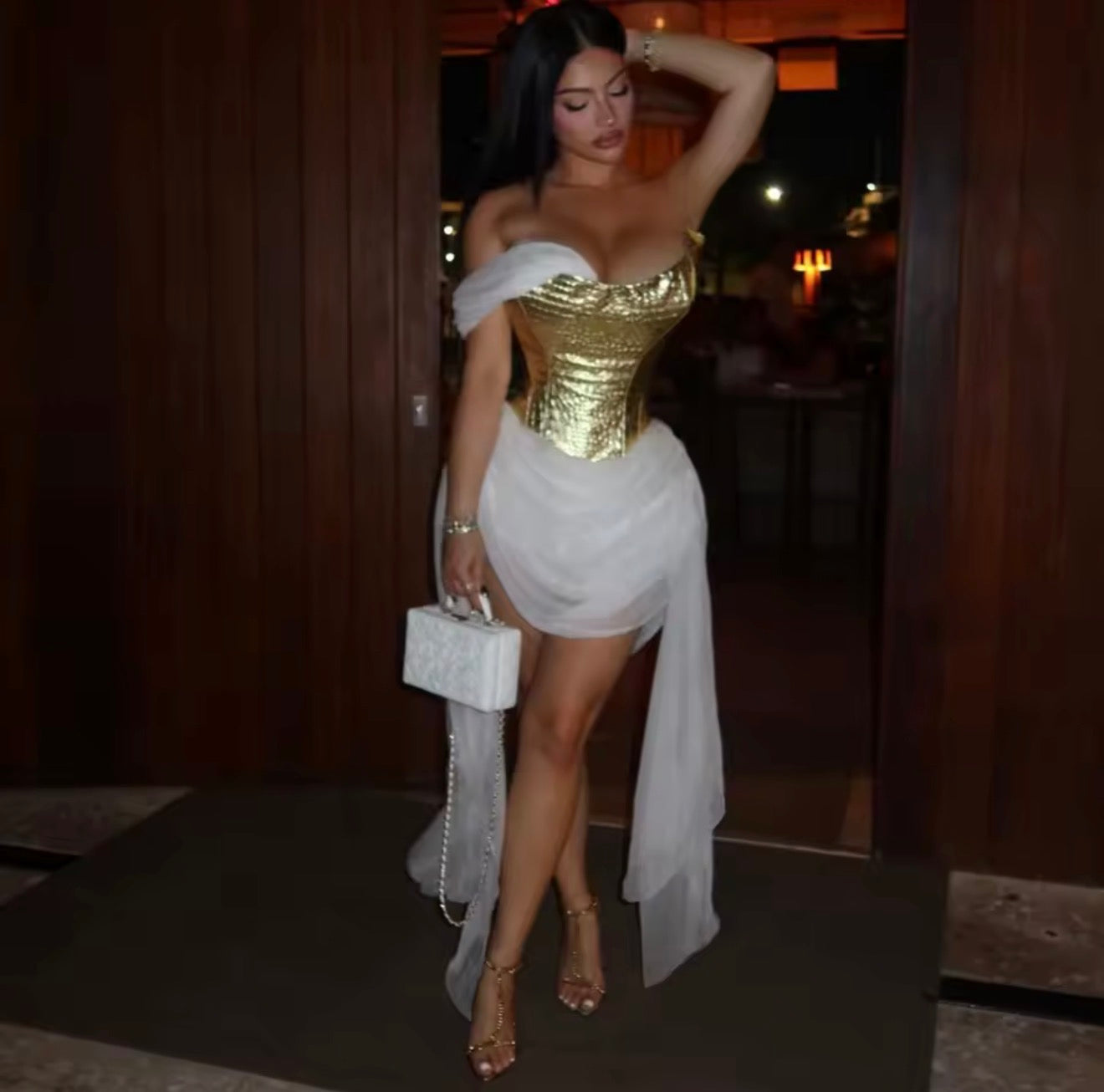 Egyptian goddess gold-guard fleece dress