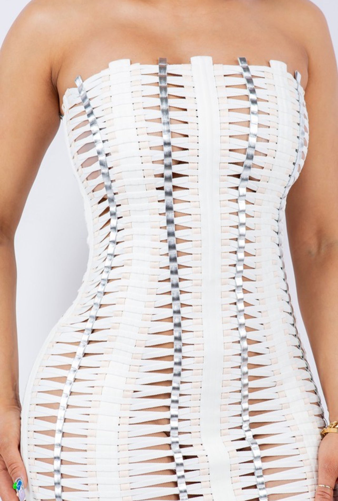 Xelicot riveted tube dress- white