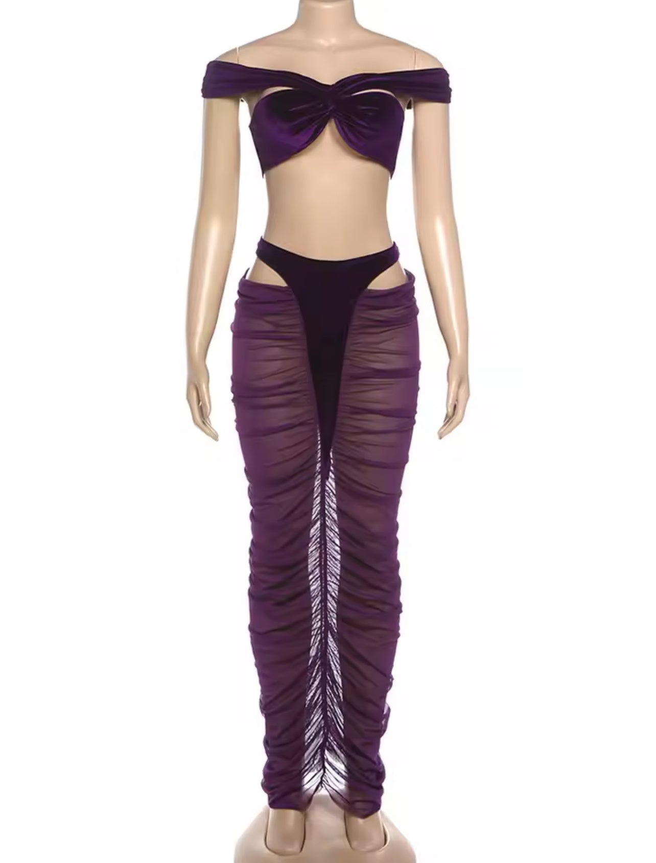 Rouxe coquette velve sheer skirt set