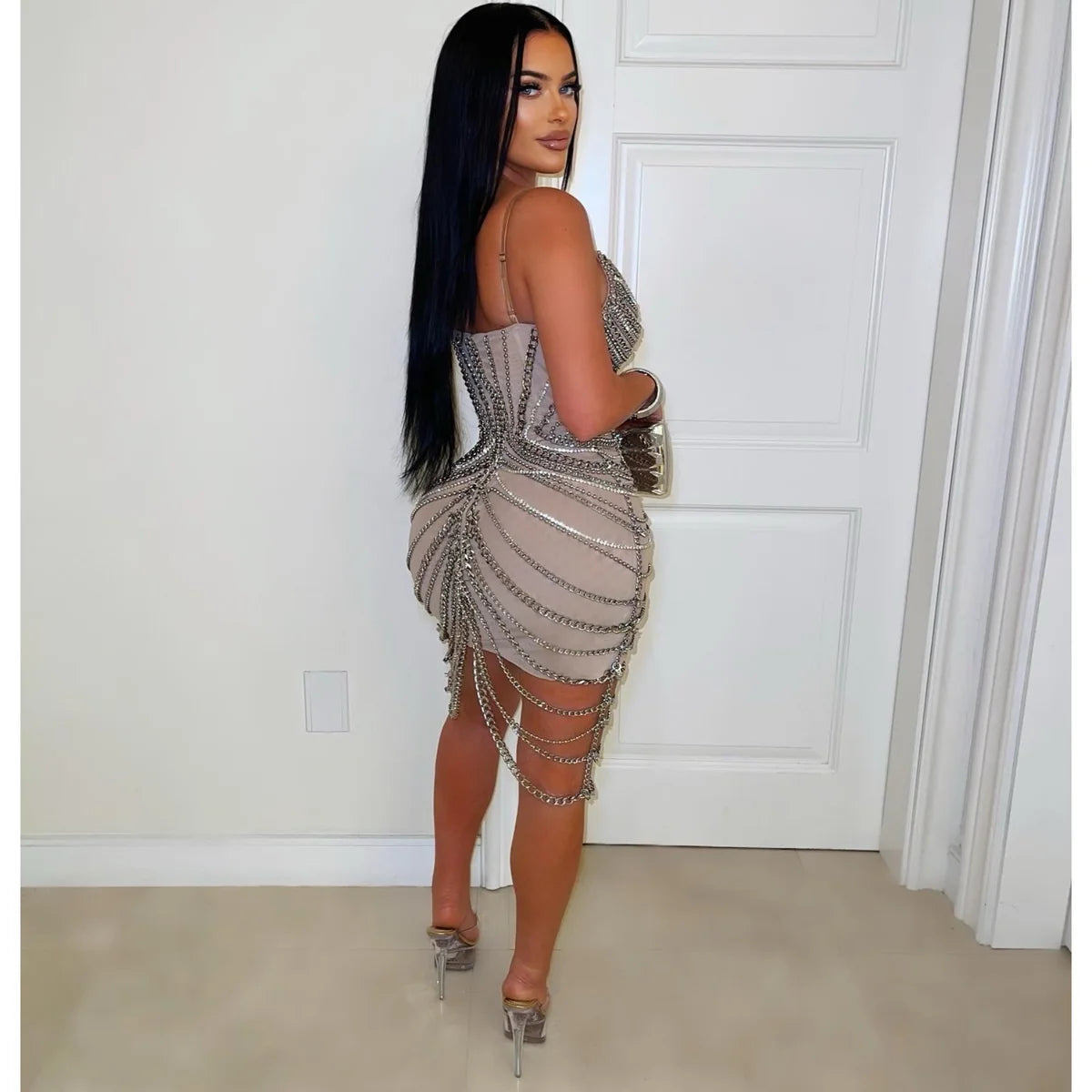 Uchalisi chain matrix glam dress