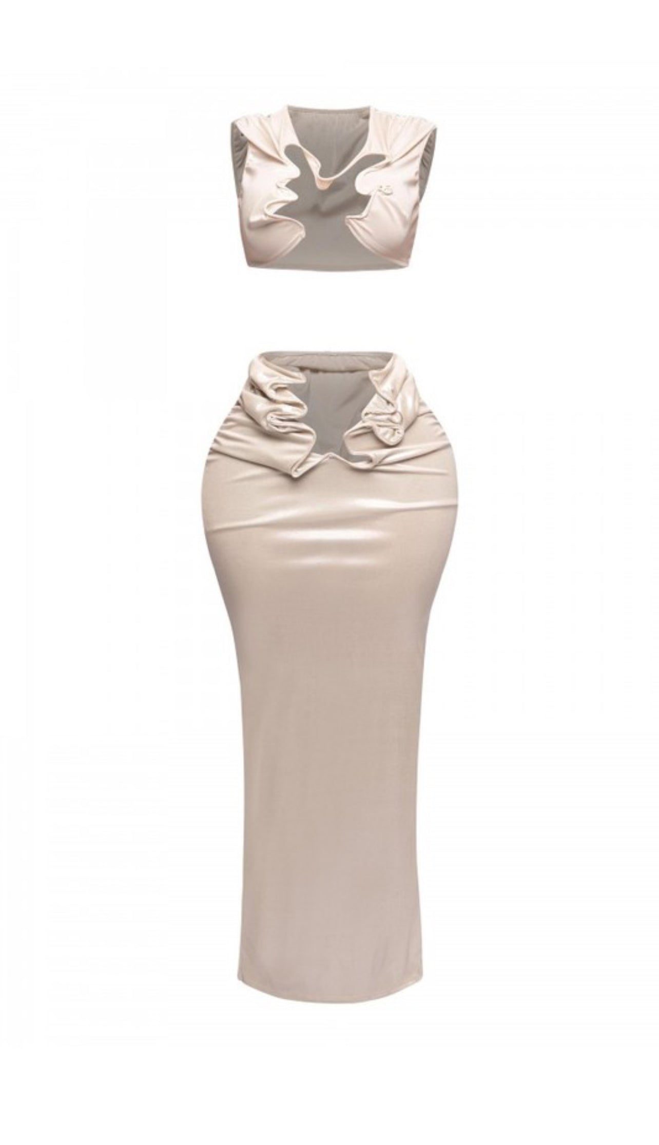Venus rissle edge skirt set- clay