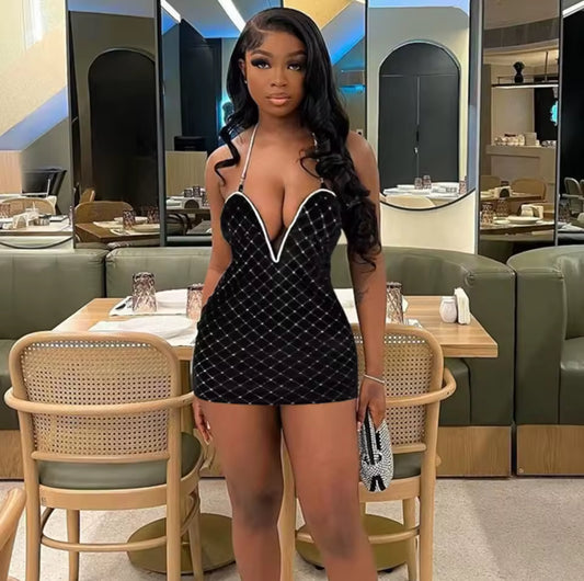 Donnai deep velve mini dress