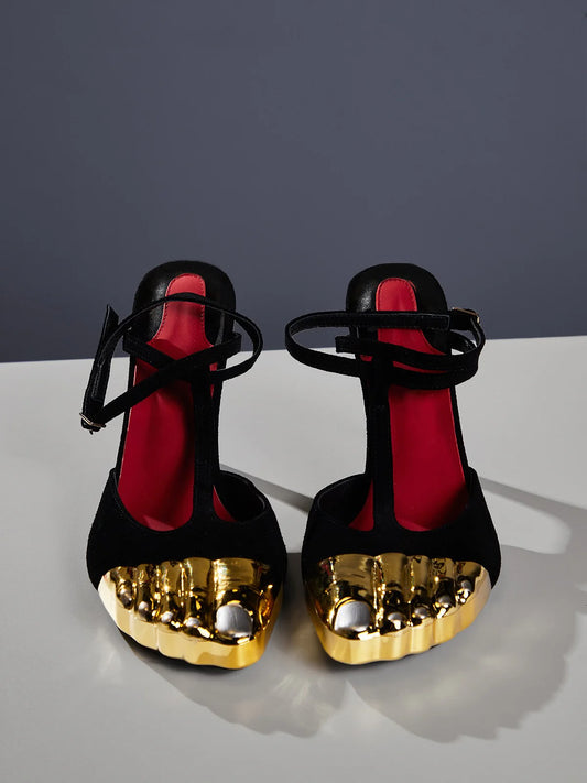 Socci molten gold toe heels
