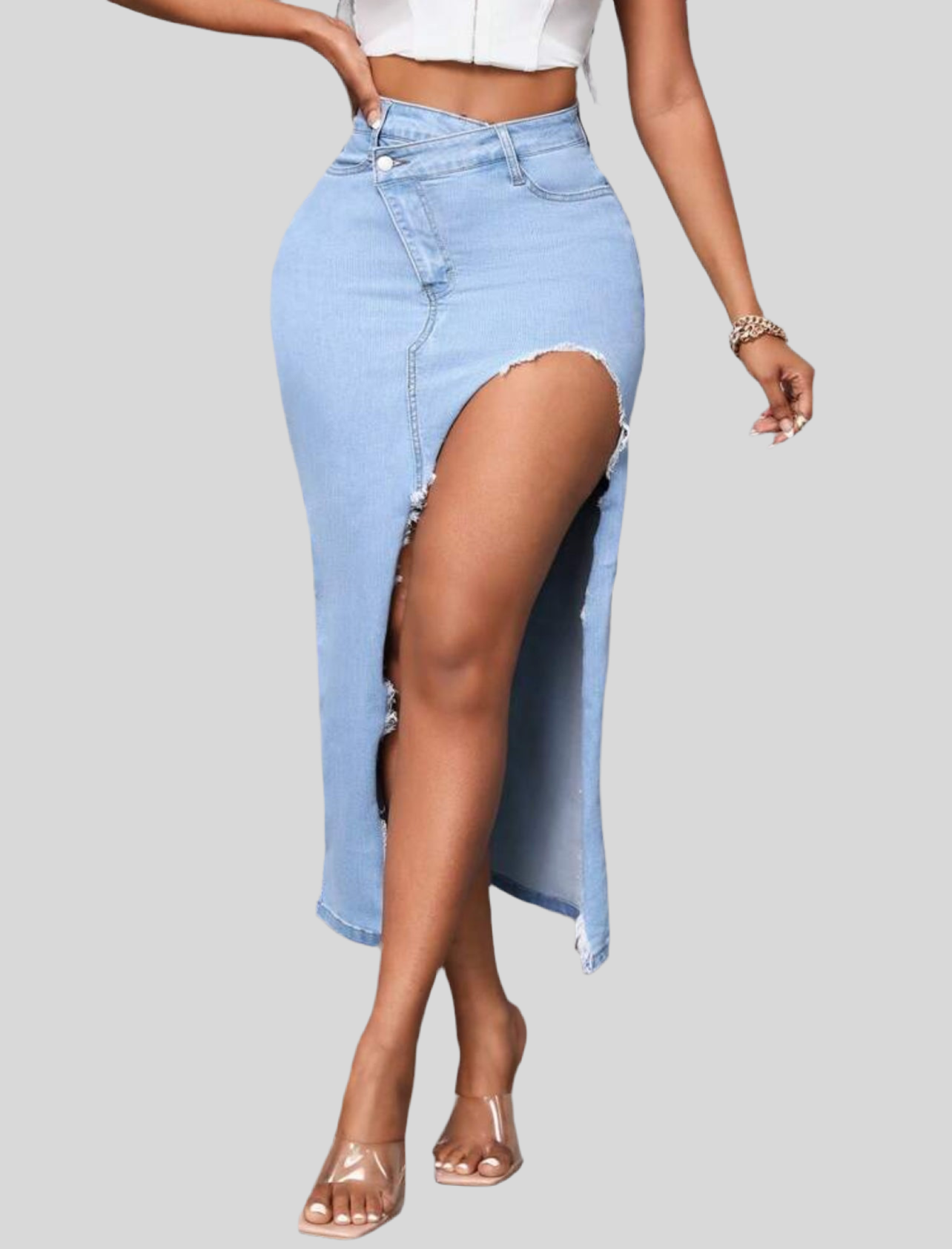 Derriw asymmetric denim skirt