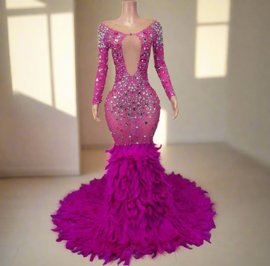 Queenaire bombshell feather gown