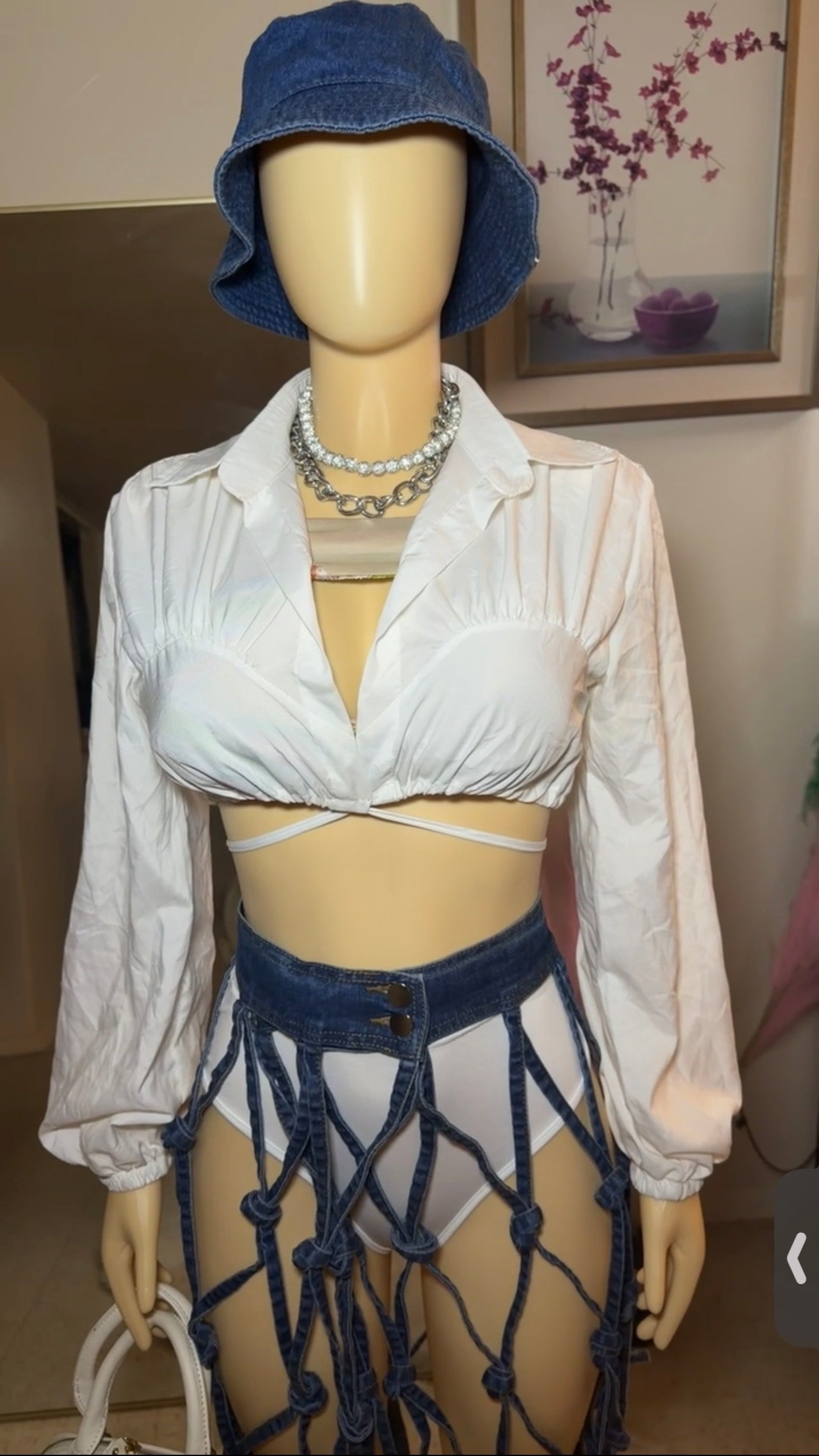 Dream-catcher denim coverup skirt