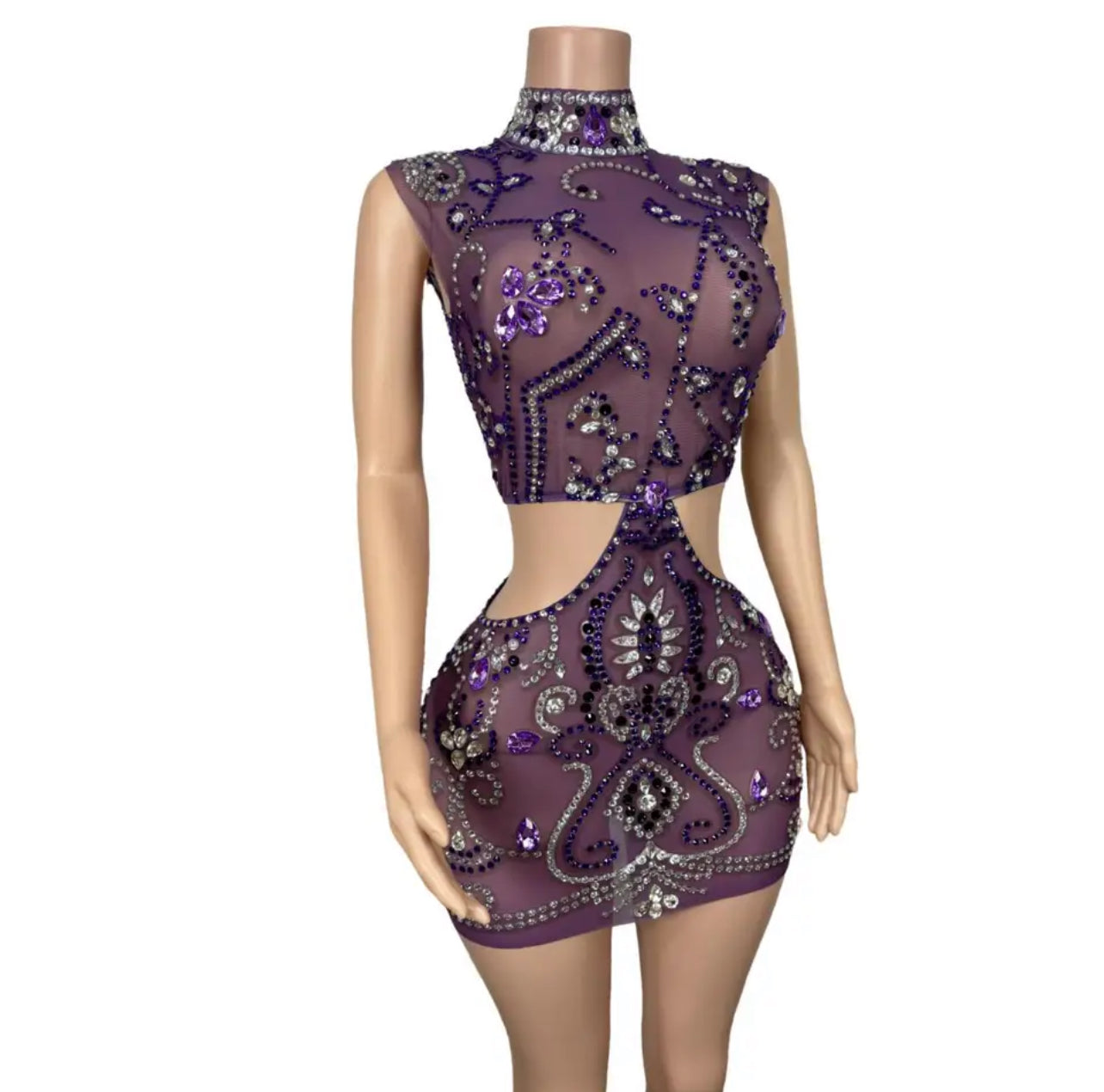 Purpelie bejewel mini dress