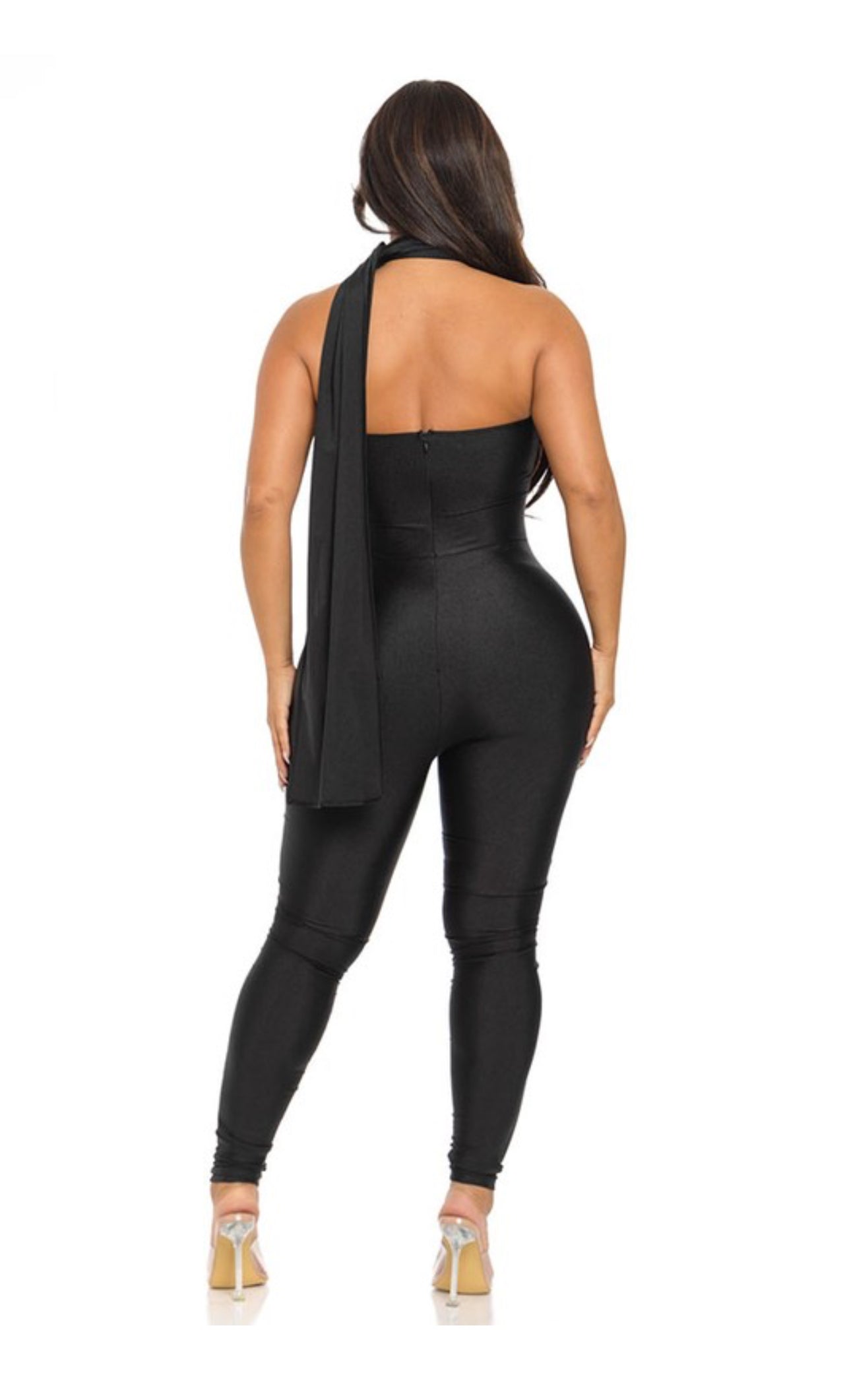 Yokvici sequined neck-tie jumpsuits