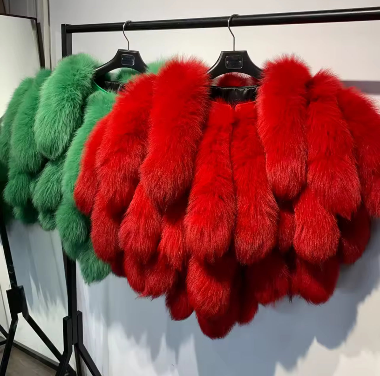 Cavani fox-tail overall fur jacket