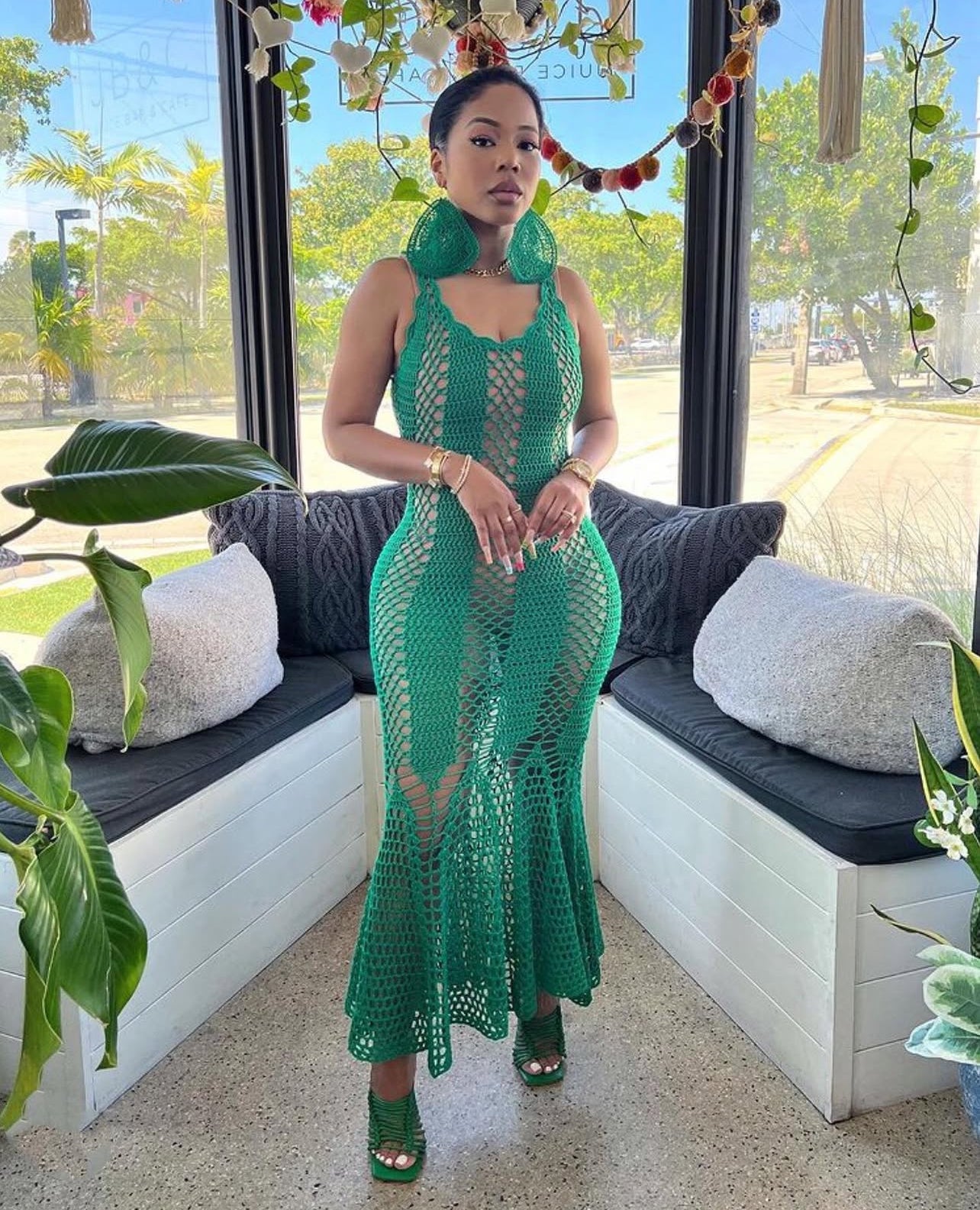 Eniece crochet flare dress