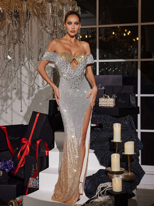 Briquin V sequin gown