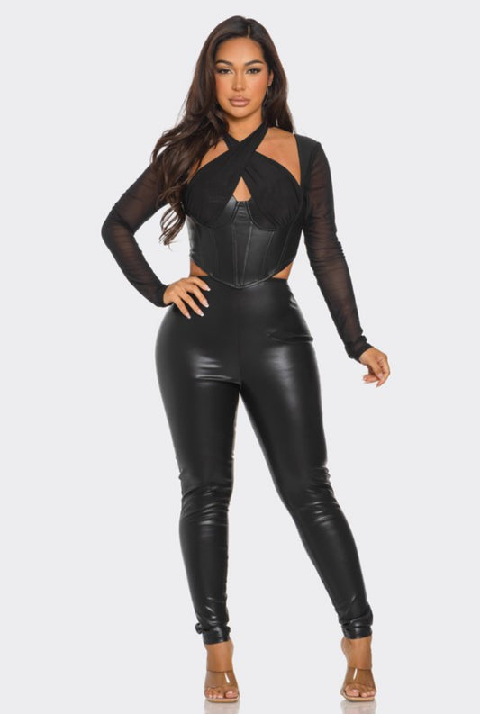 Mochelle leather pants set