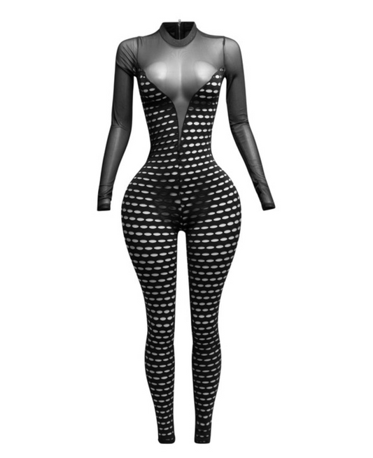 Monov mesh sheer jumpsuit