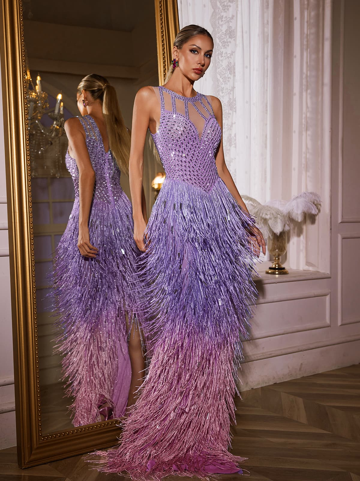 Slasha ombré tassels dress