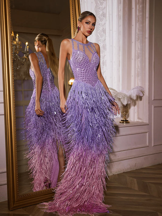 Slasha ombré tassels dress
