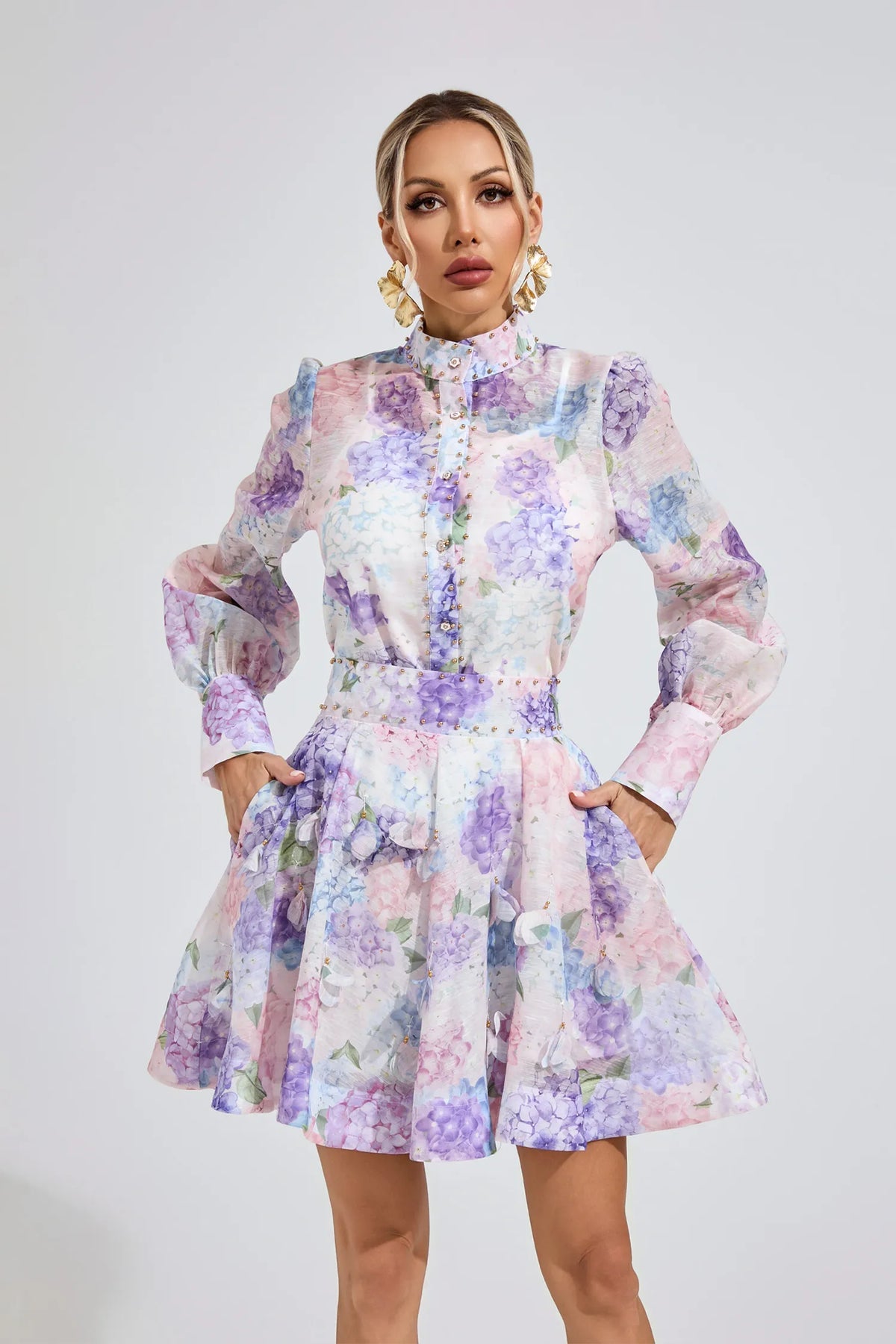 Fluerla peplum skirt set (lavender)
