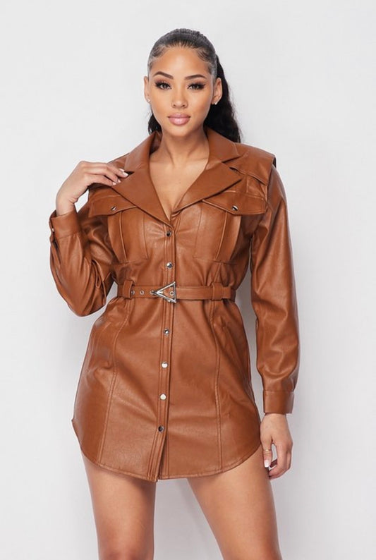 Jet leather jacket mini dress