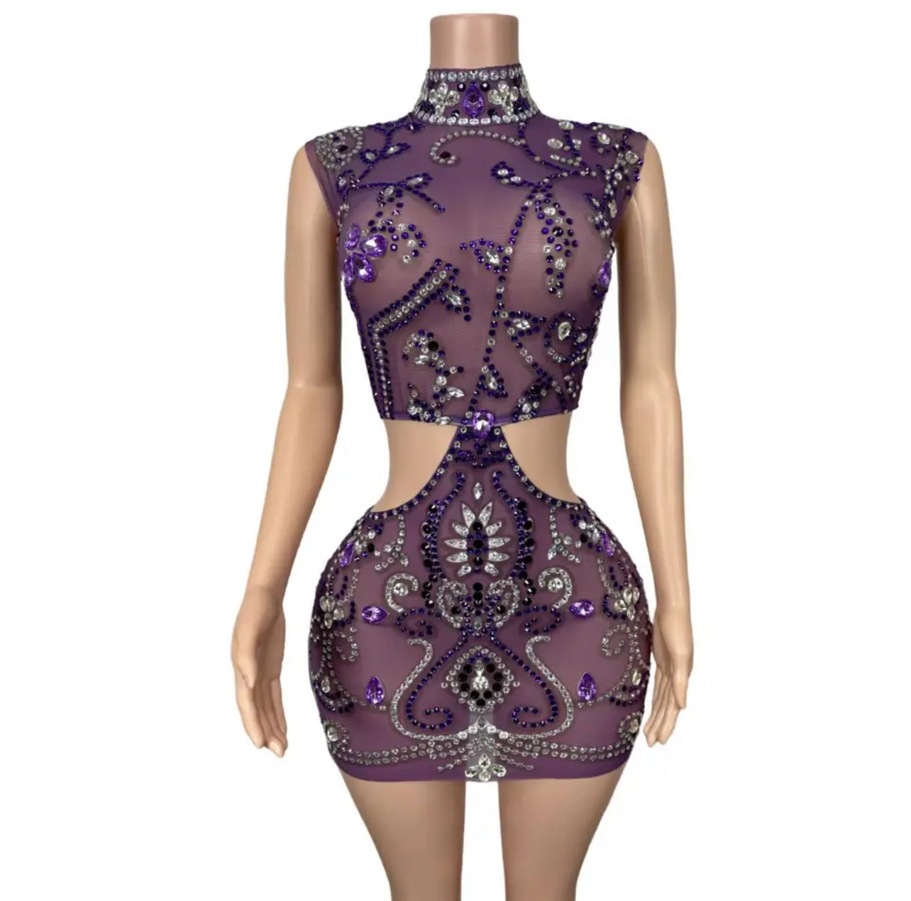 Purpelie bejewel mini dress