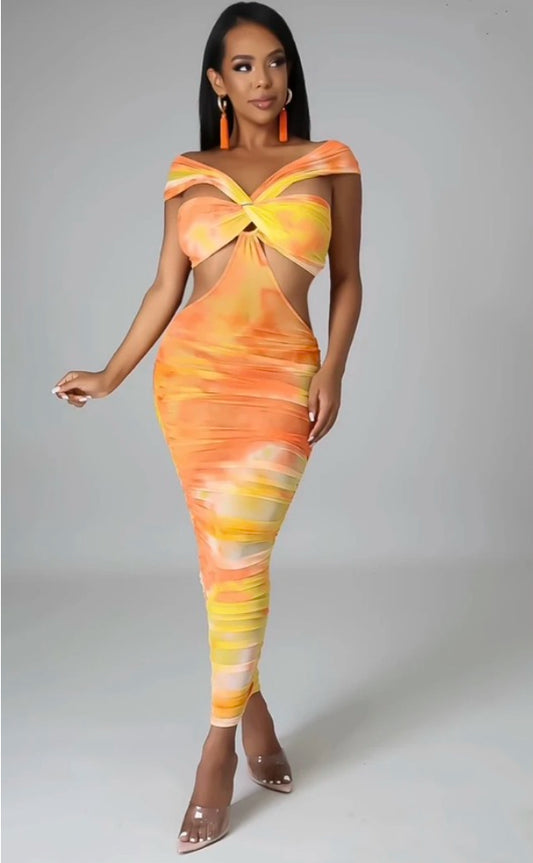 Horion fused sheer maxi dress