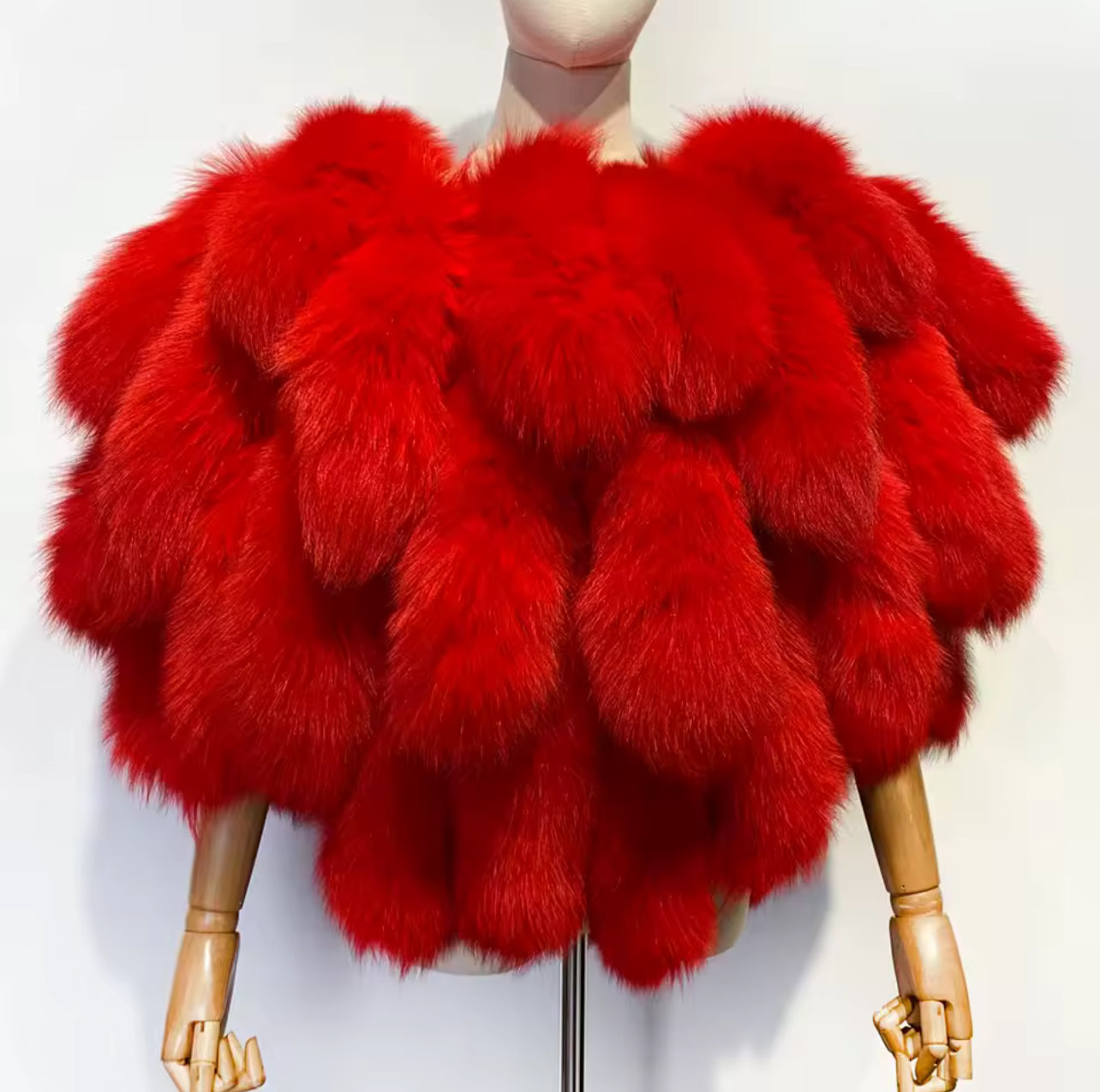 Cavani fox-tail overall fur jacket