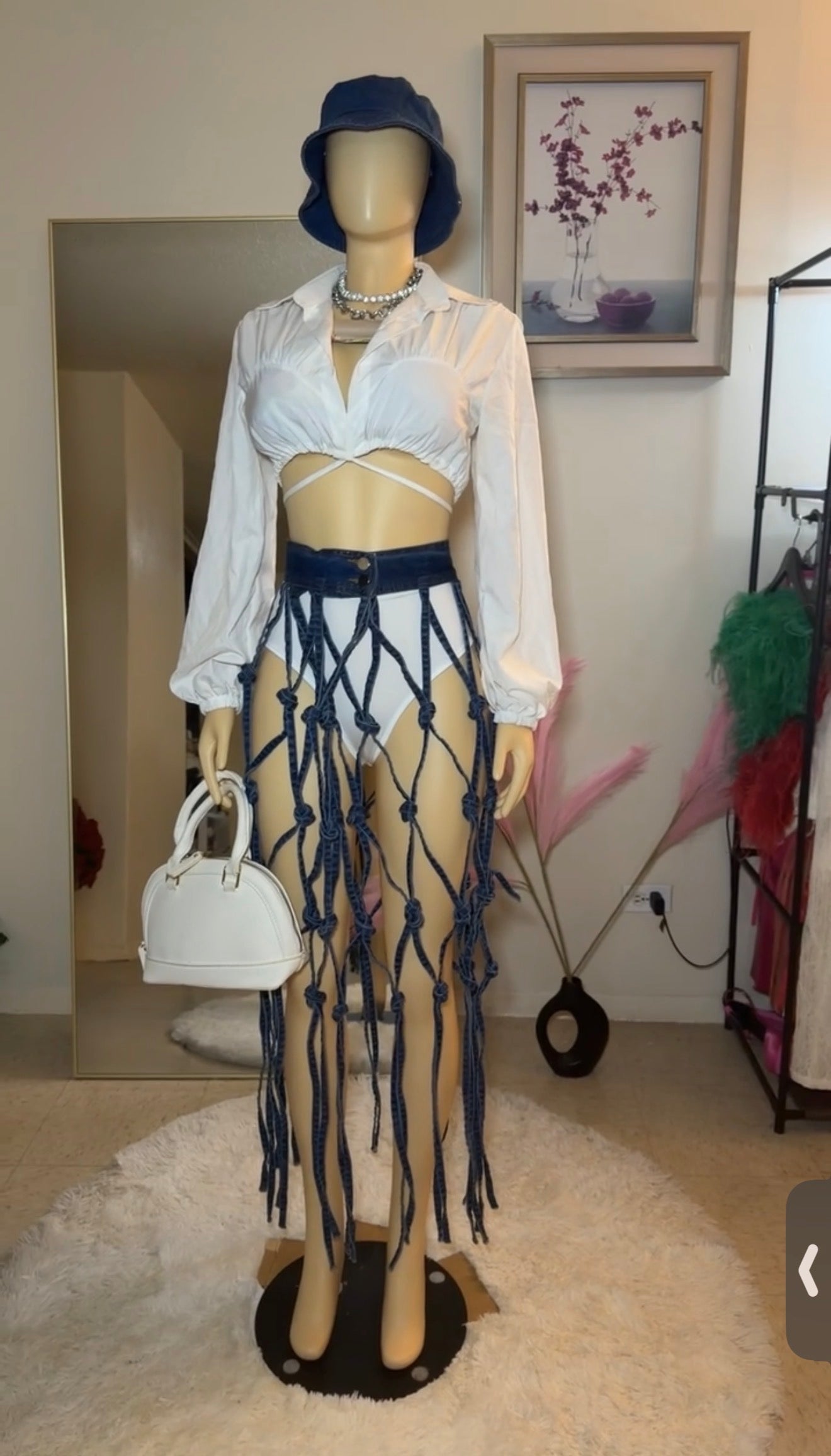 Dream-catcher denim coverup skirt
