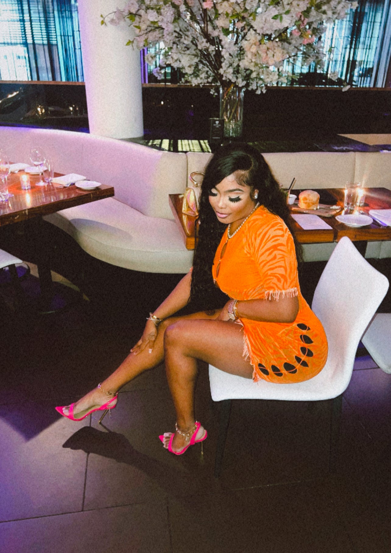 Velm fringe dress- orange