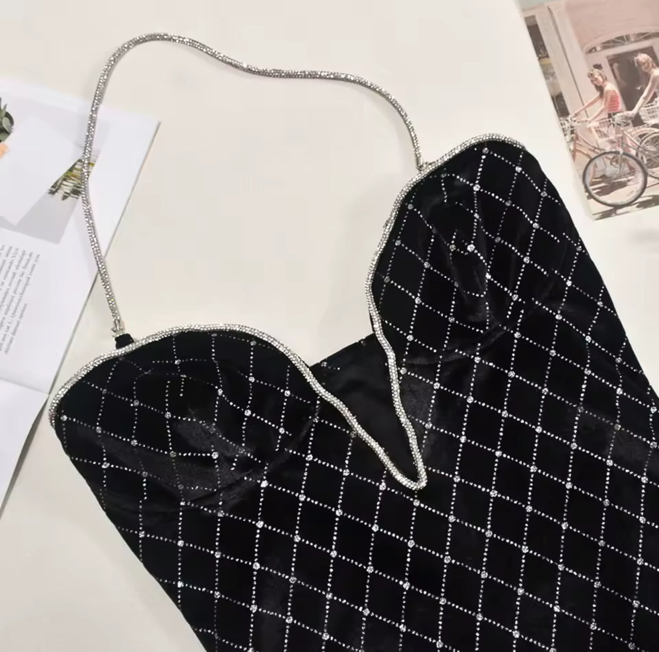 Donnai deep velve mini dress