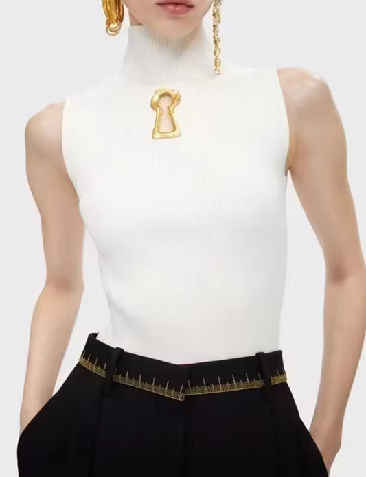 Keyhole turtleneck top