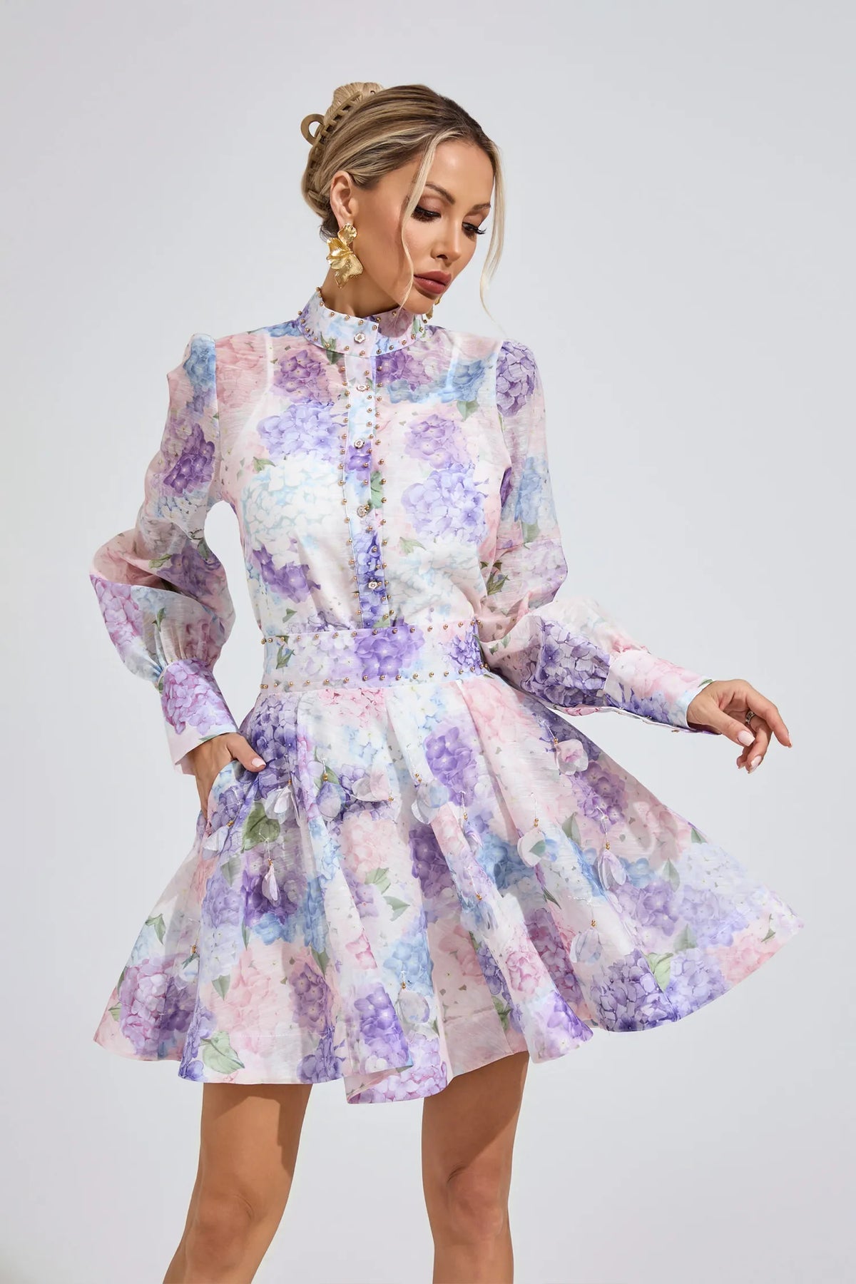 Fluerla peplum skirt set (lavender)