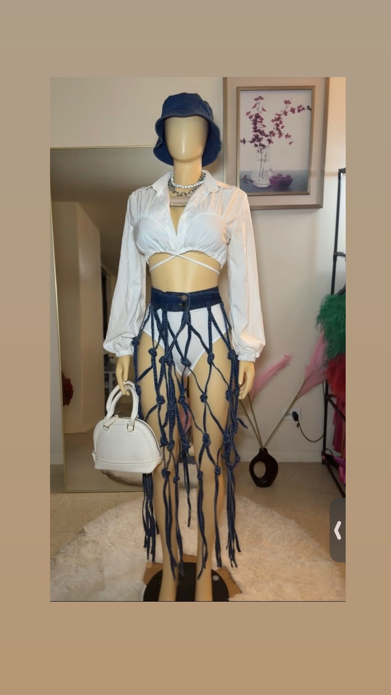 Dream-catcher denim coverup skirt