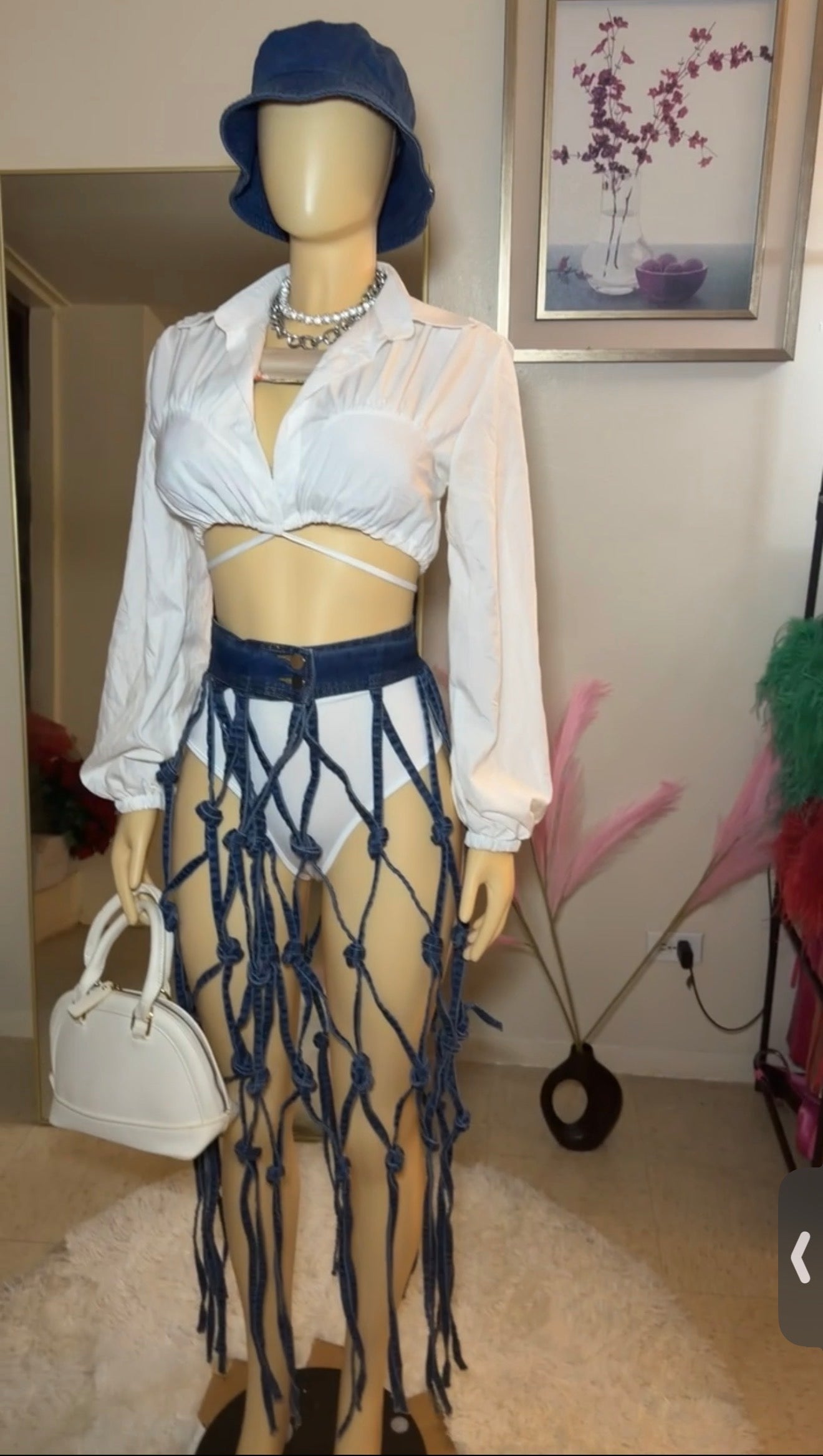 Dream-catcher denim coverup skirt