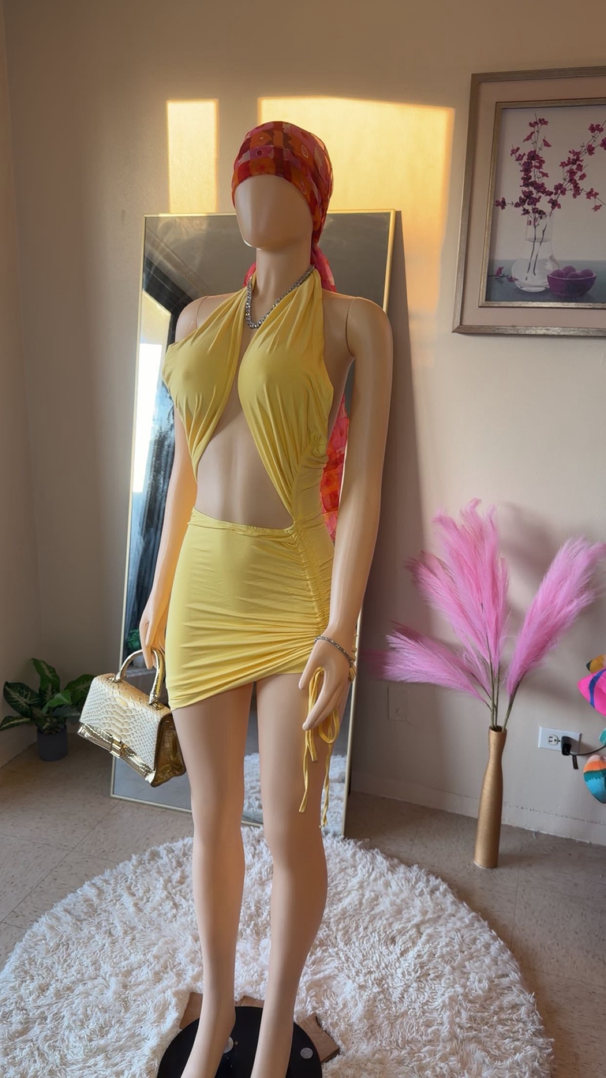 Only yellow mini dress