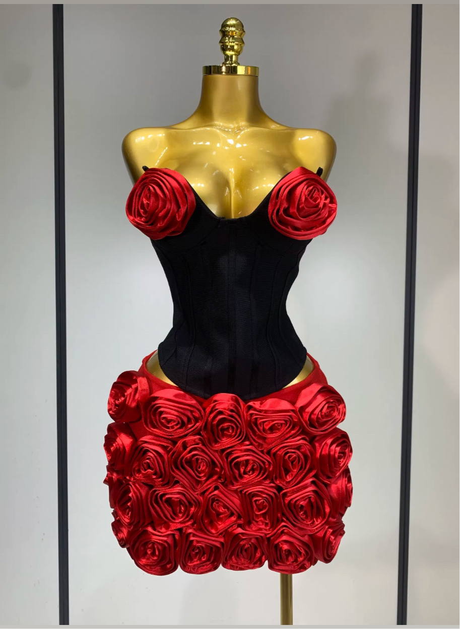 Alarique roses bandage skirt set