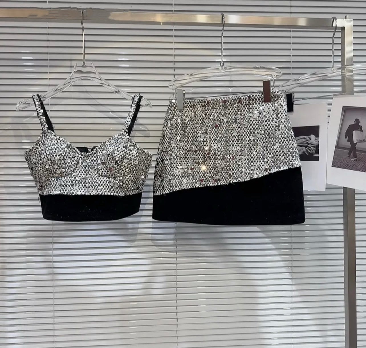 Sparkle silver lining construct skirt set