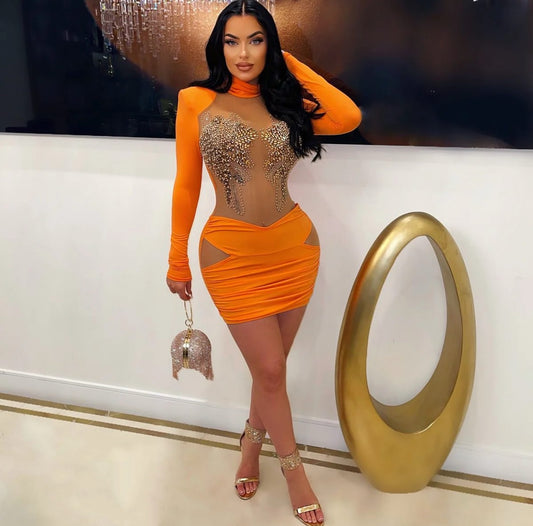 Neammi beaded sheer mini dress