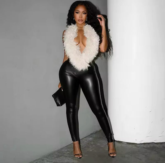 Foxia visir leather jumpsuit