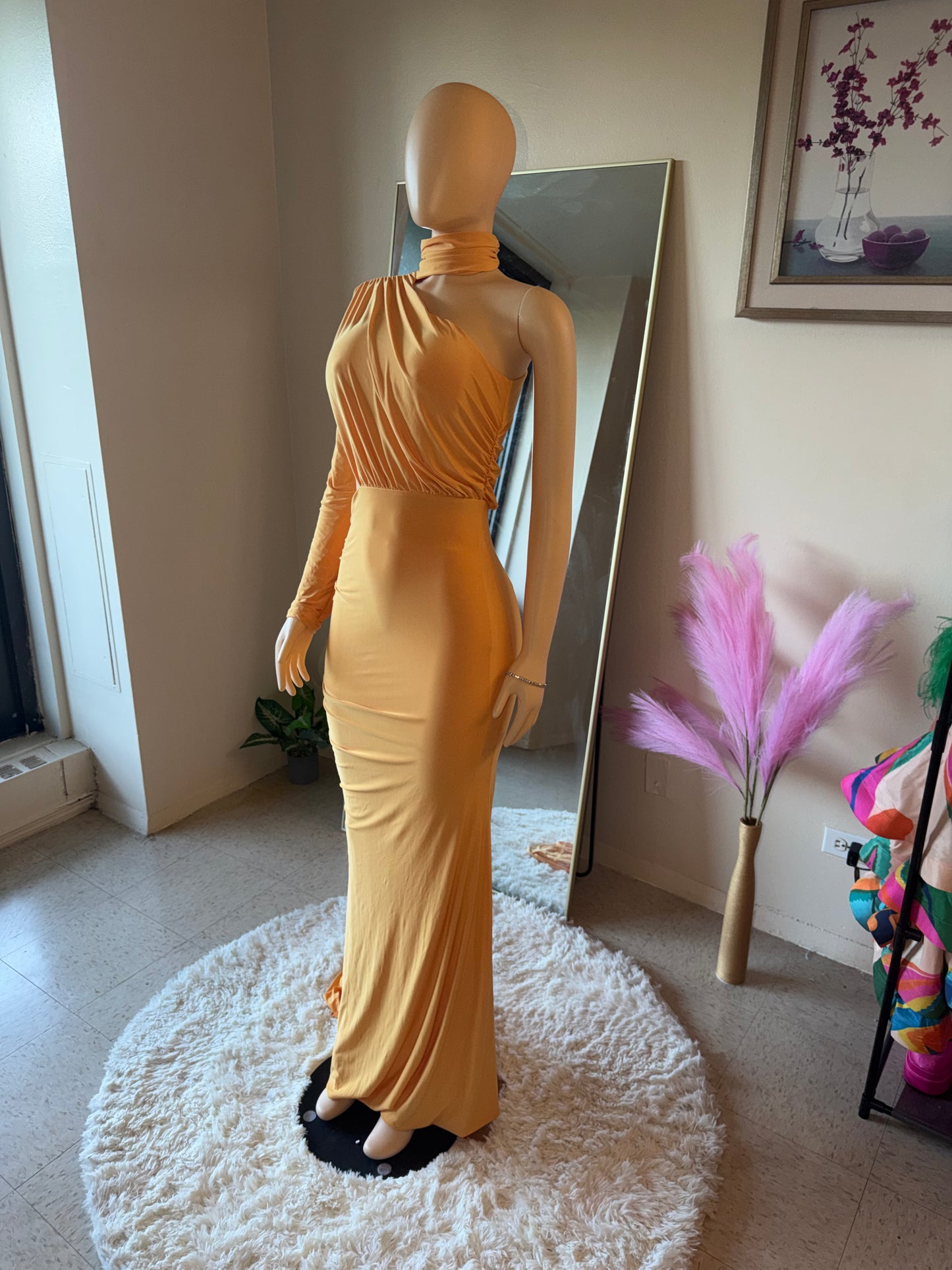 Jessica choker one-shoulder long dress