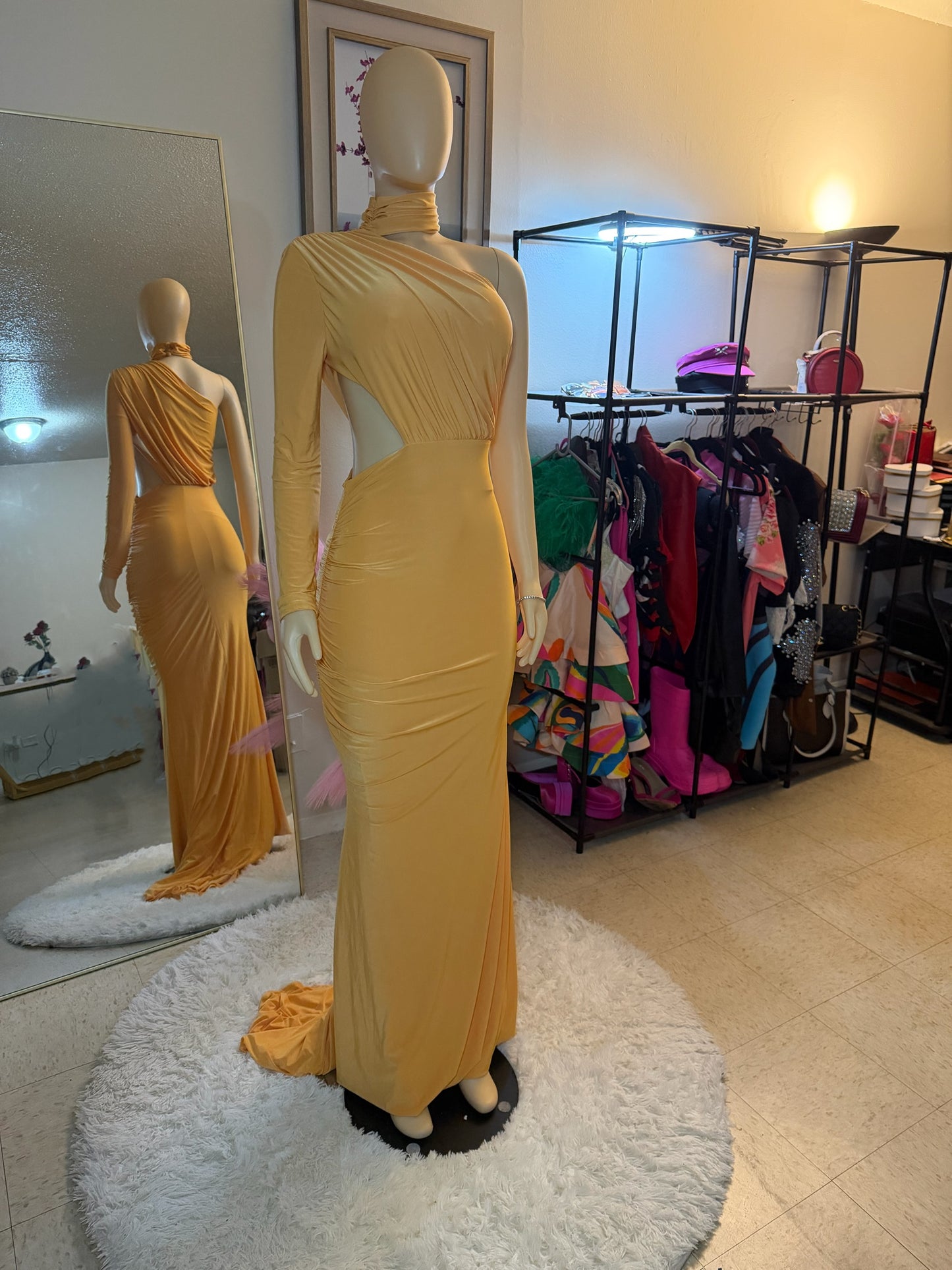 Jessica choker one-shoulder long dress