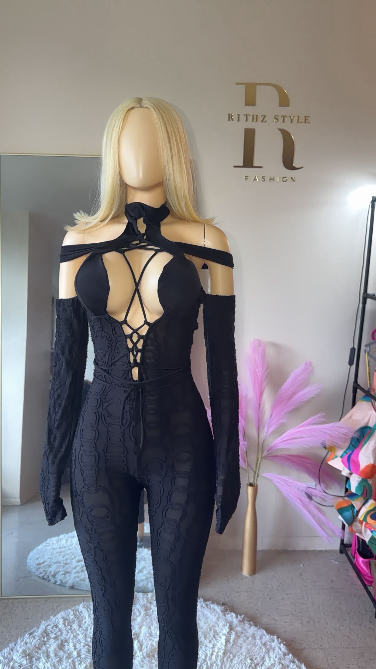 Yeviv X string off-shoulder jumpsuit