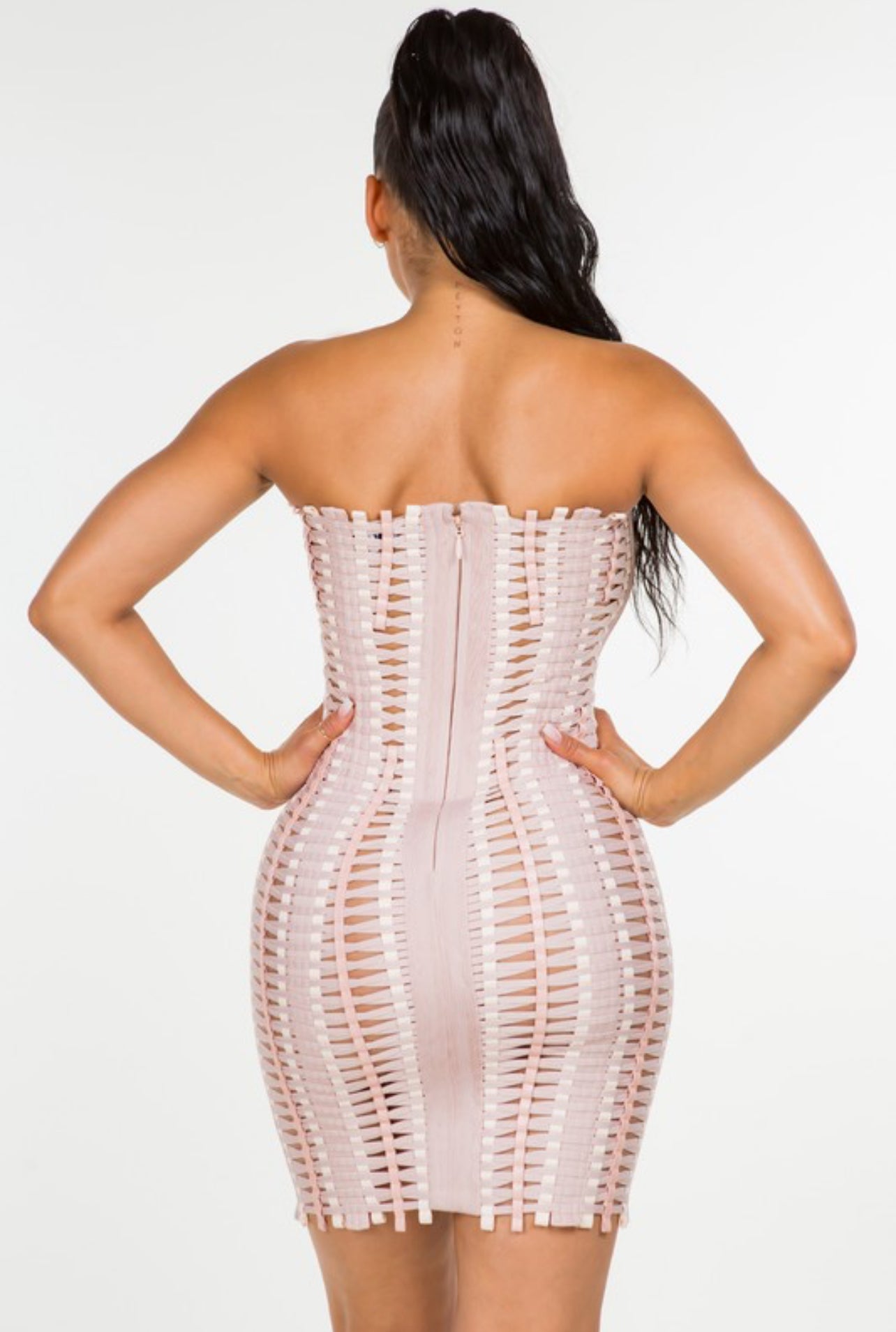 Xelicot riveted tube dress- blush pink