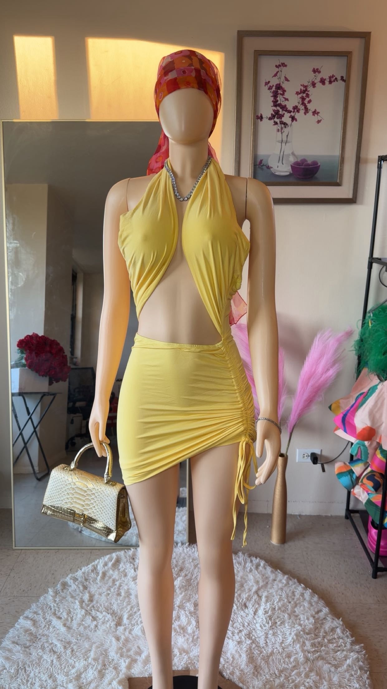 Only yellow mini dress