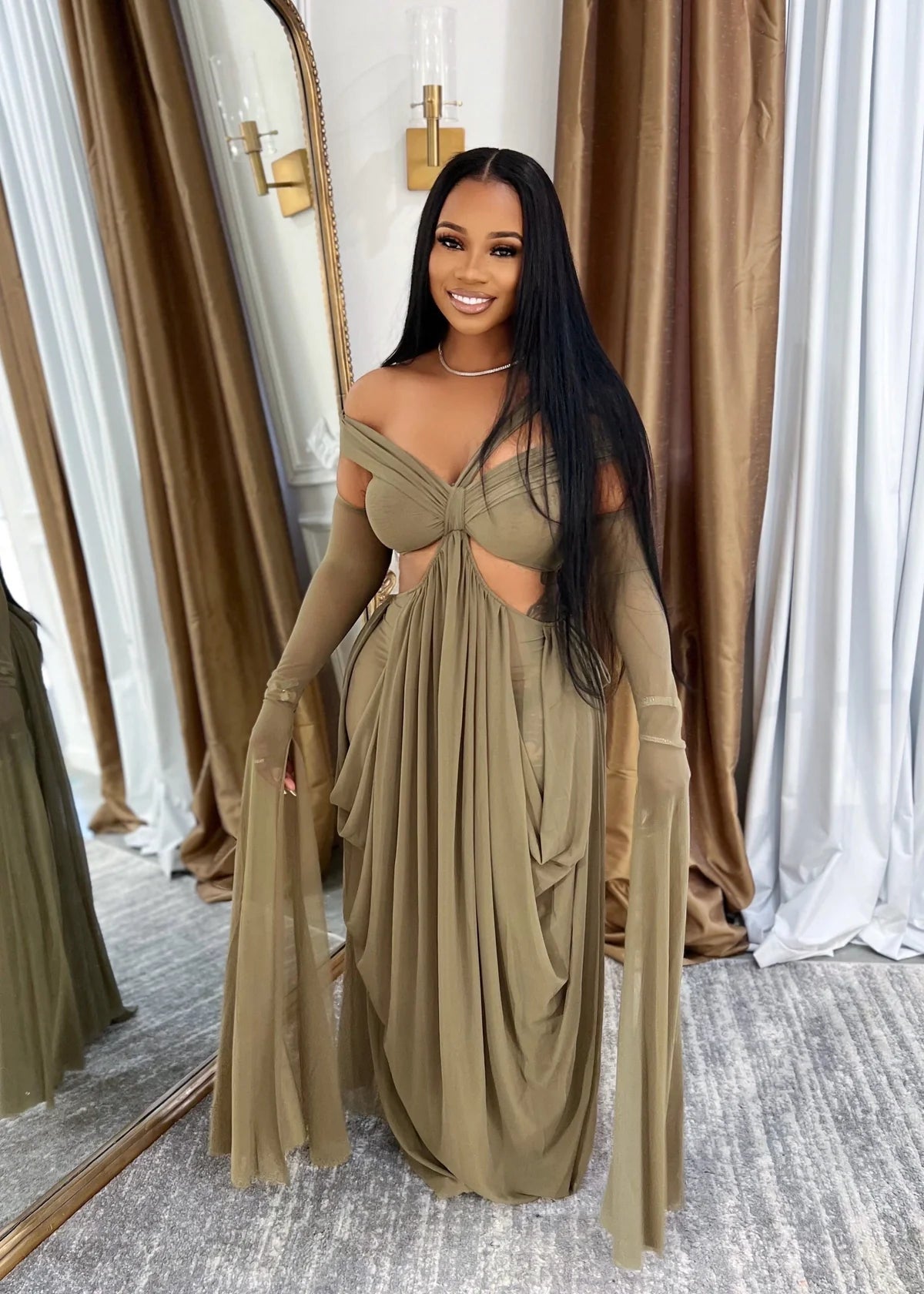 Kirvanni veil layers dress