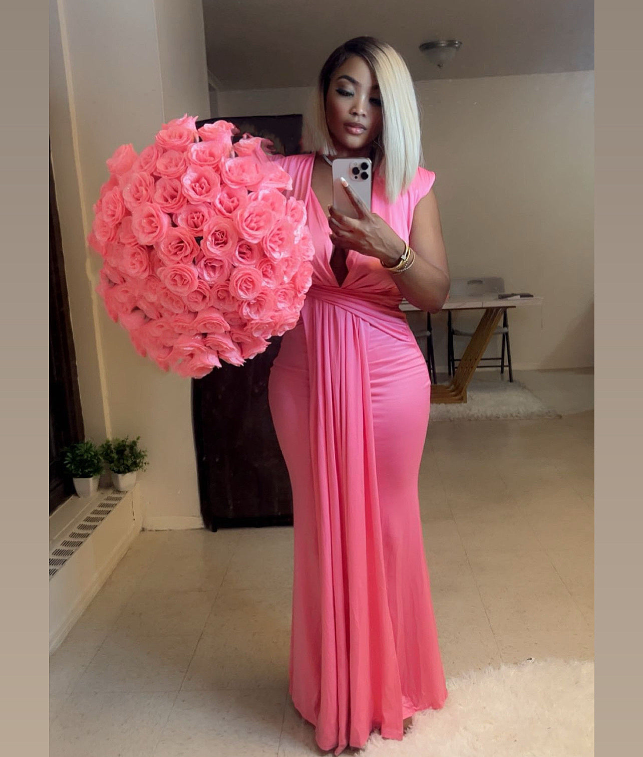 Victoria pamphlet long dress - pink