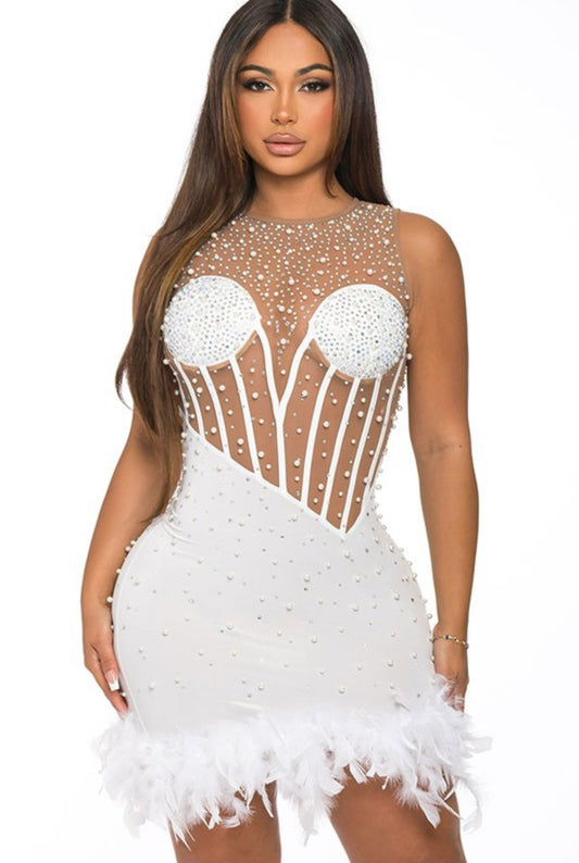 Veggett perali feather mini dress