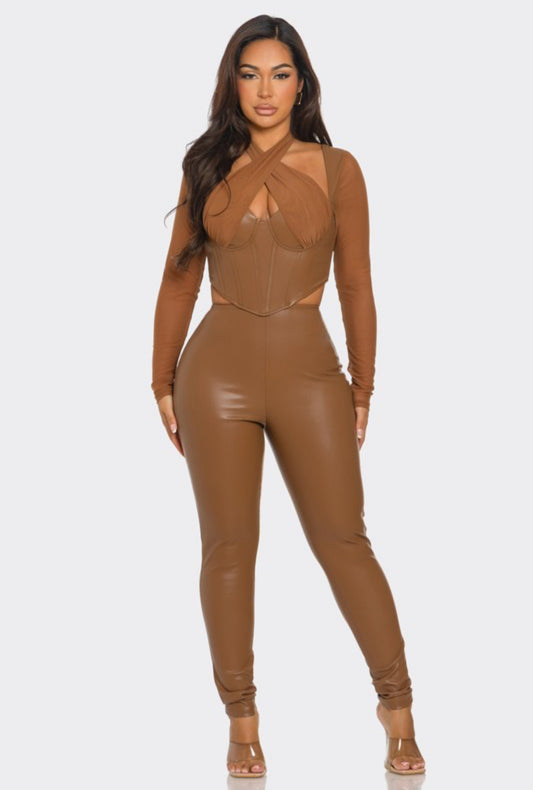 Mochelle leather pants set