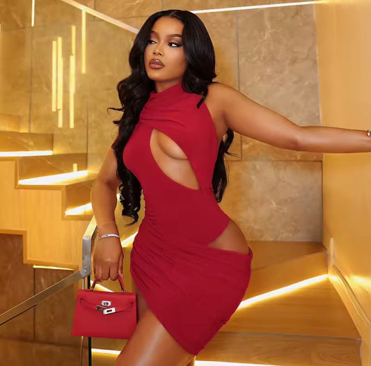 Dreshor slit-cut turtleneck mini dress